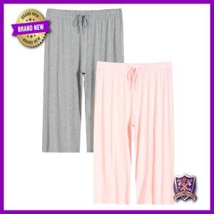 Plus Size Capri Pajama Pants Wide Leg Lounge Capris Soft Viscose